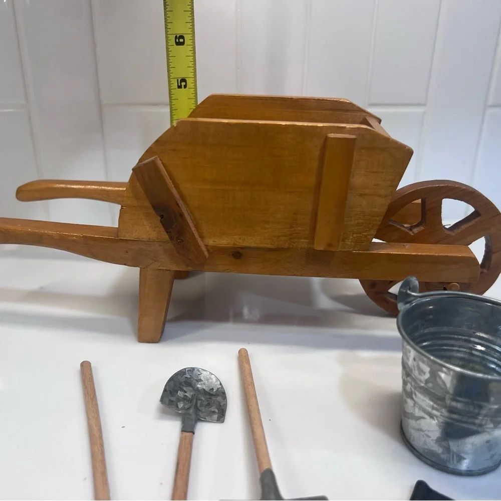 Doll Furniture For 18” Doll Like American Girl Wheelbarrow And Garden Tools - Picture 3 of 4